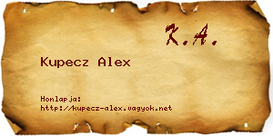 Kupecz Alex névjegykártya